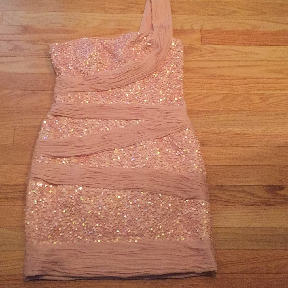 Marc Brouwer glamit rn 120471 size 8.  Blush pink sequin one shoulder dress
